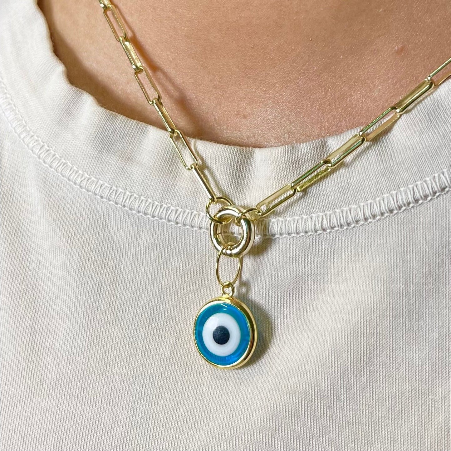 Bezel Evil Eye Pendant