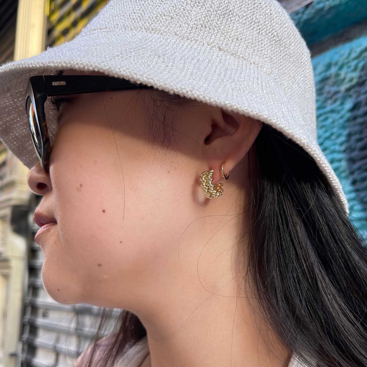 Double Row Beaded Studs