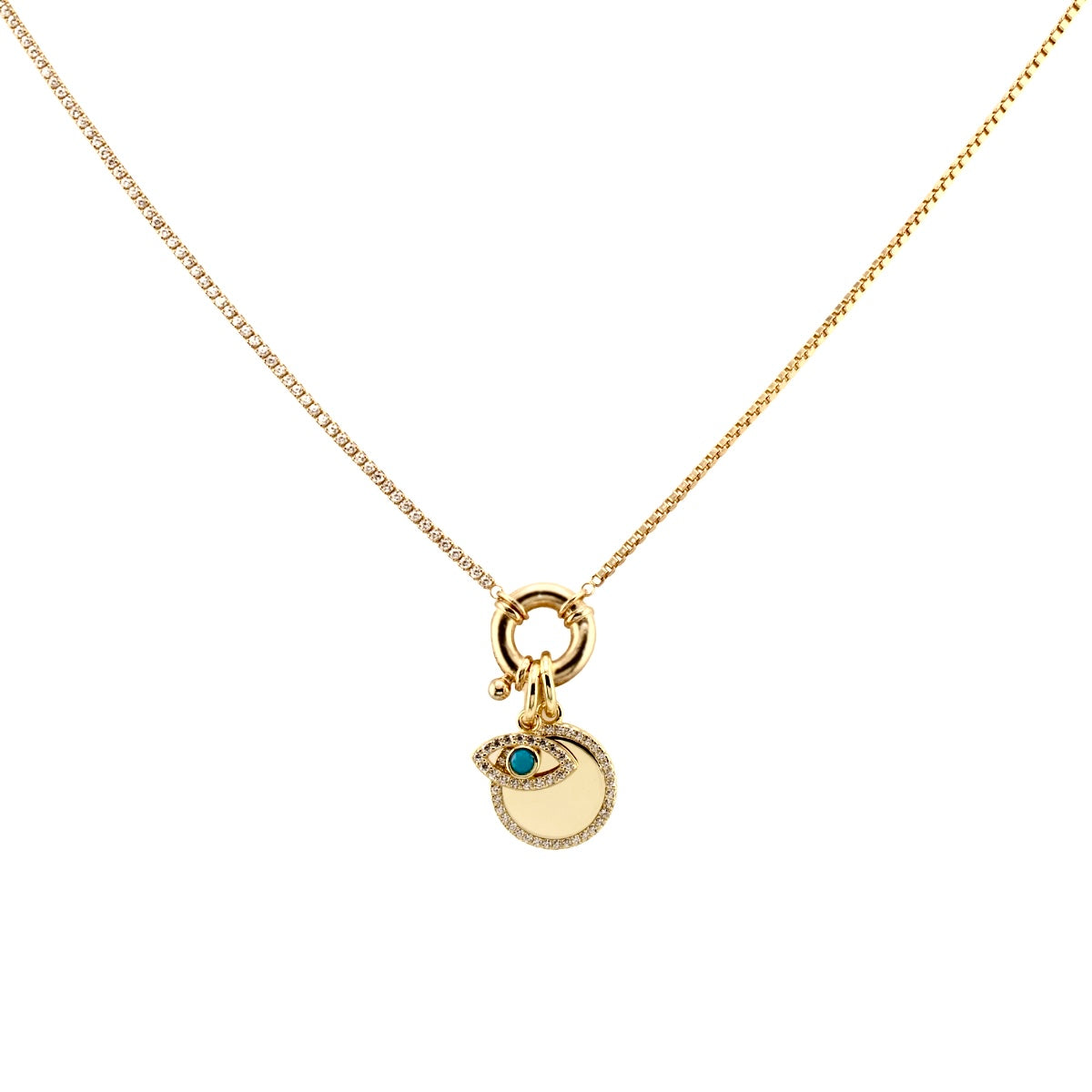 Chain Charm half-tennis Necklace