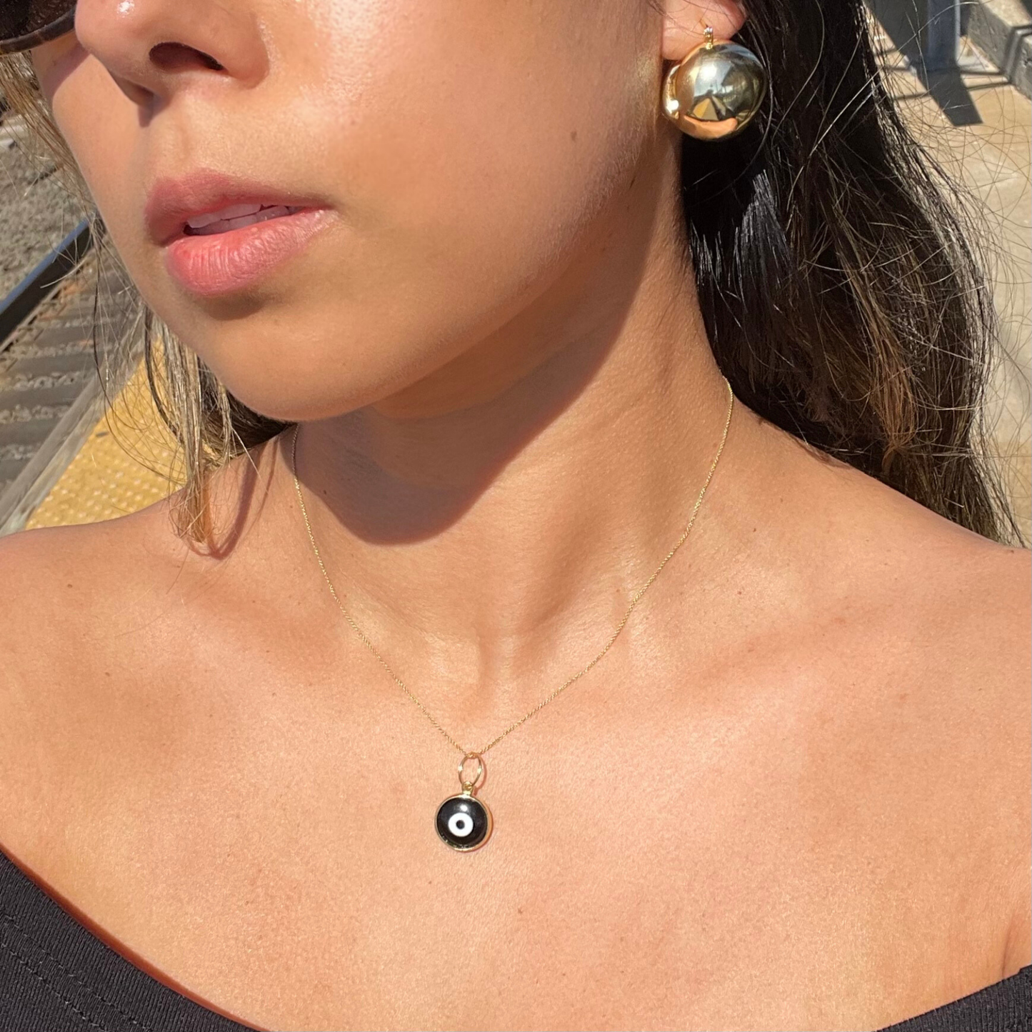 Bezel Evil Eye Pendant