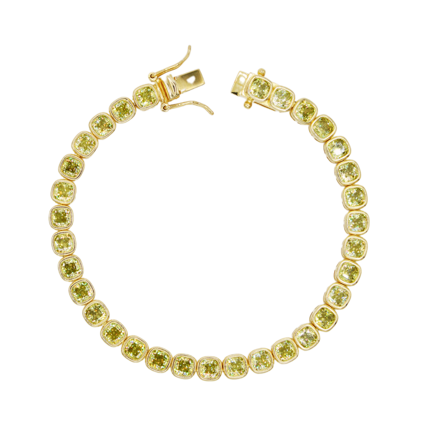 Cushion Cut Bezel Tennis Bracelet.