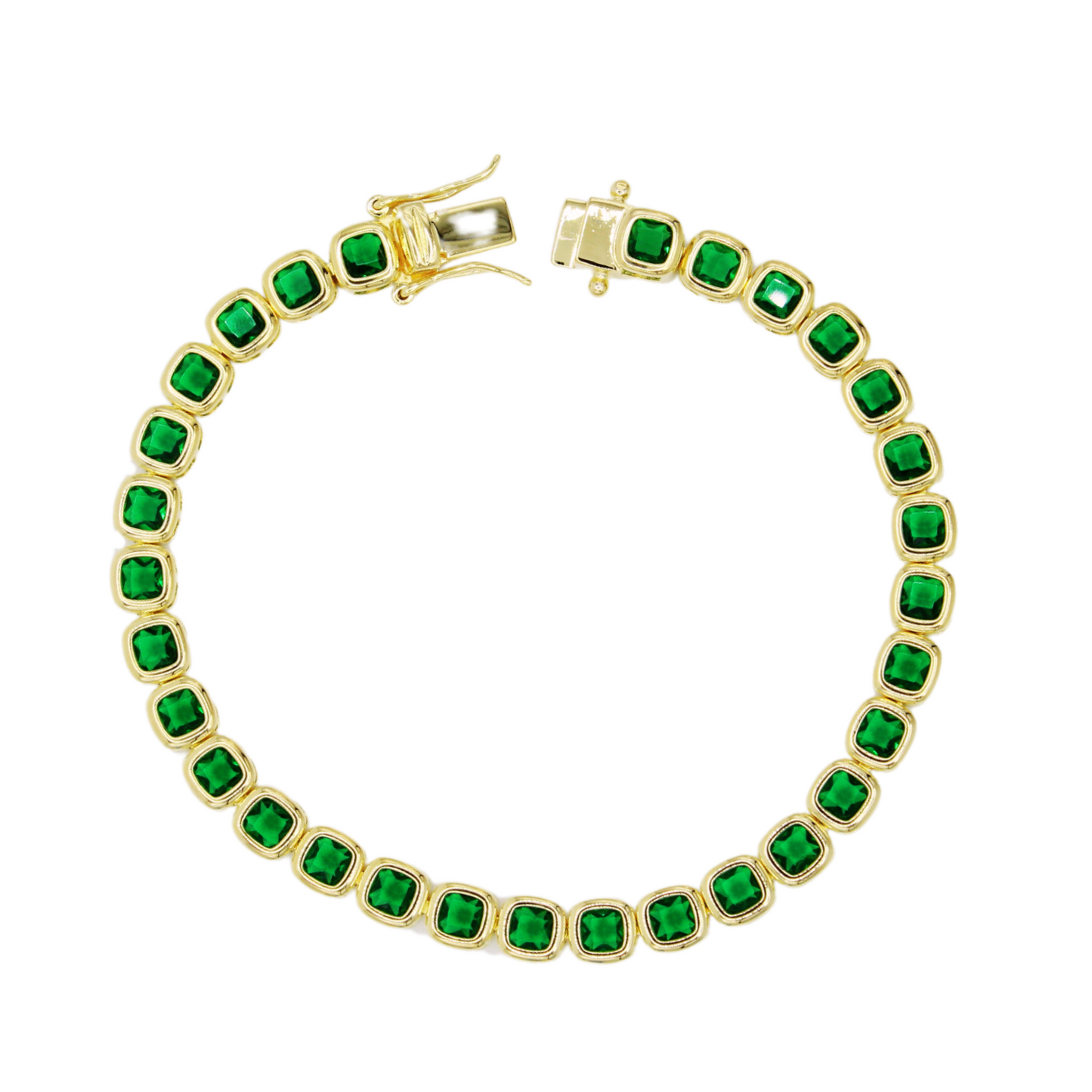 Cushion Cut Bezel Tennis Bracelet.