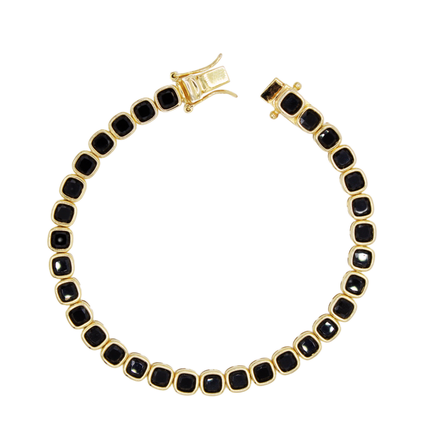 Cushion Cut Bezel Tennis Bracelet.