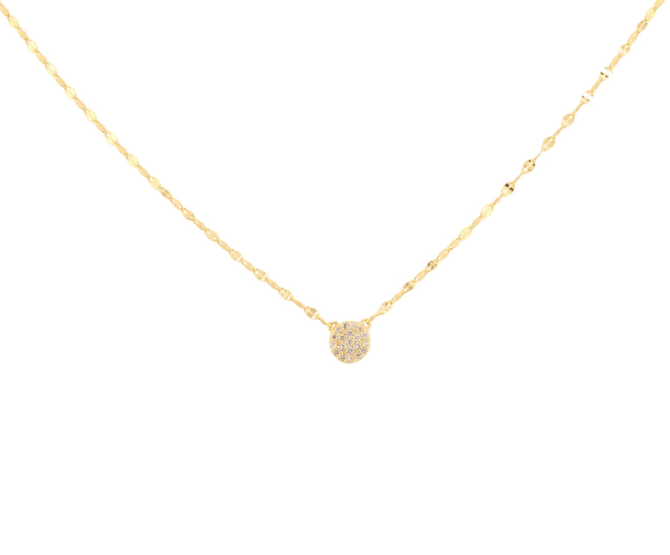 Pave Diamond disc Necklace