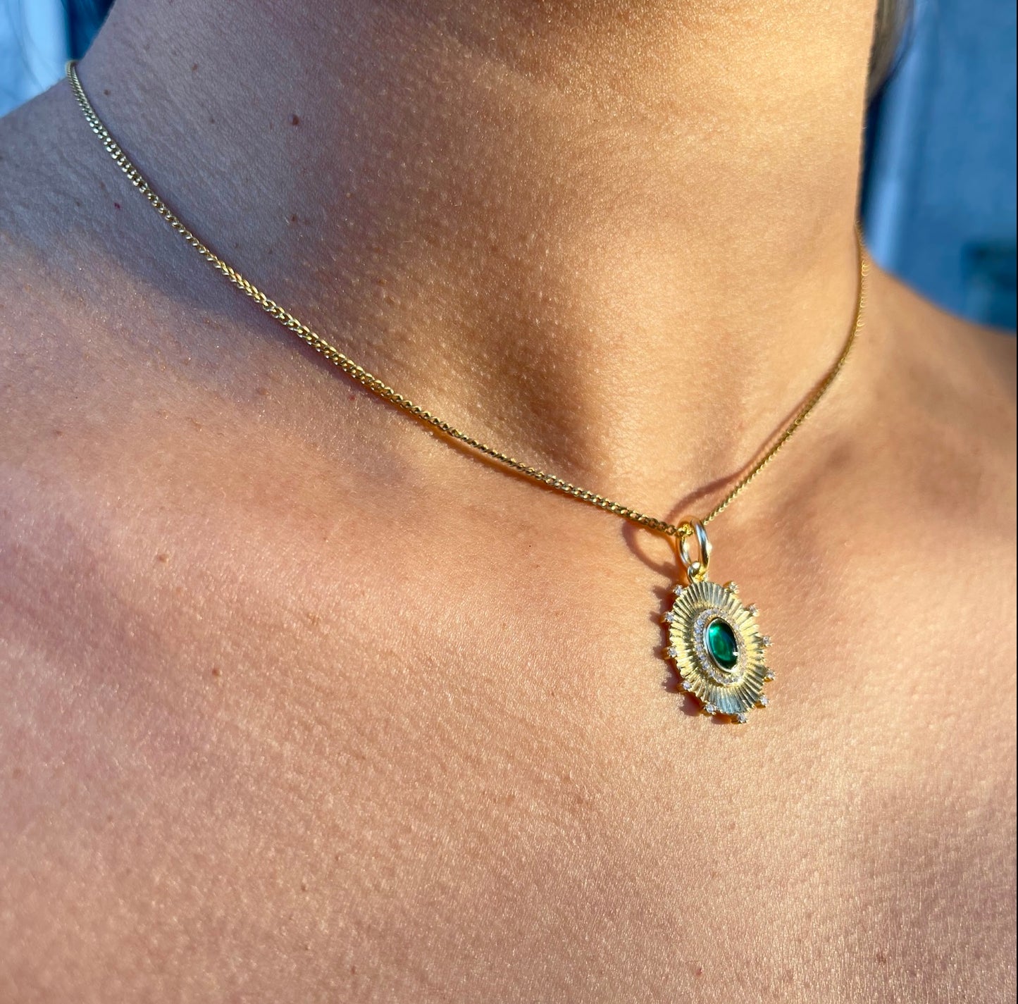 Green Sun Medallion Pendant
