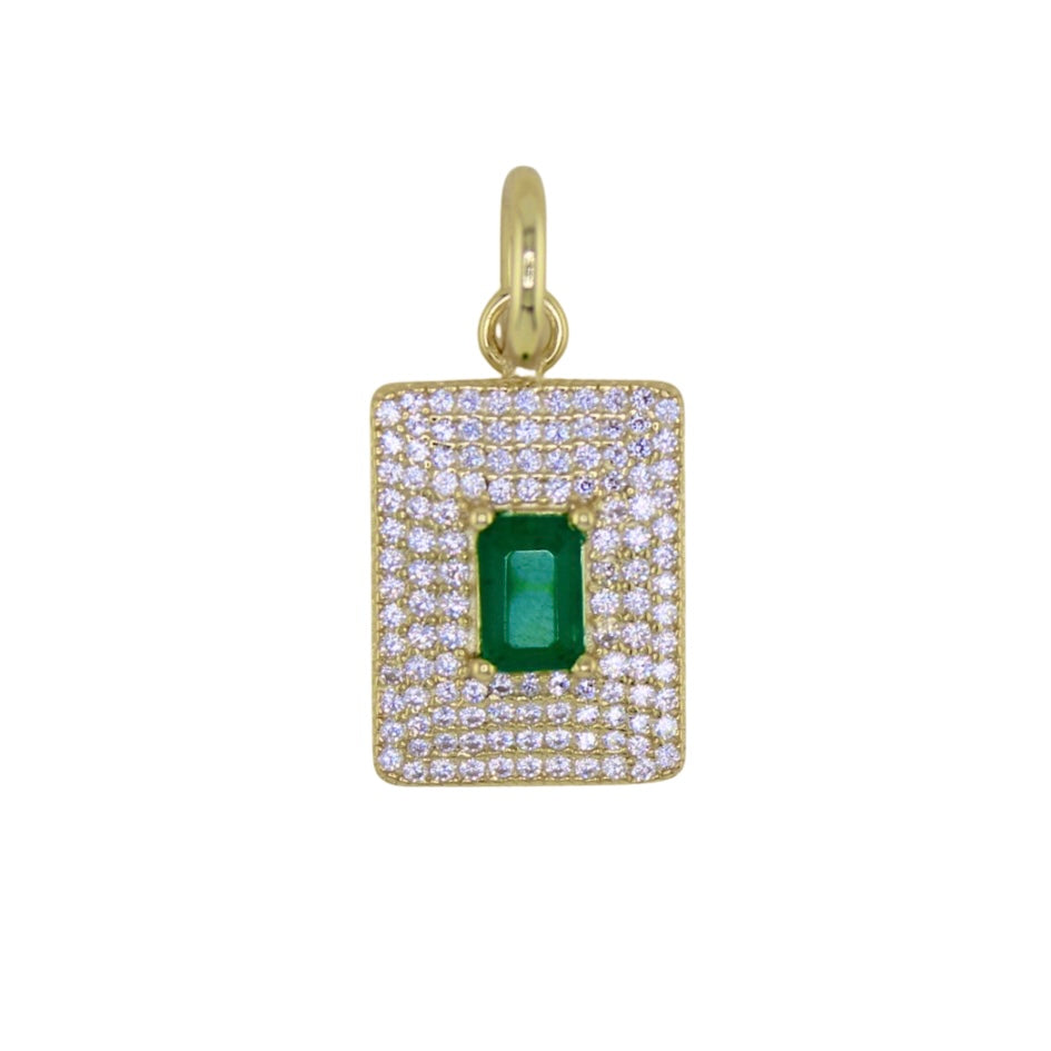 Rectangle Green Medallion Pendant