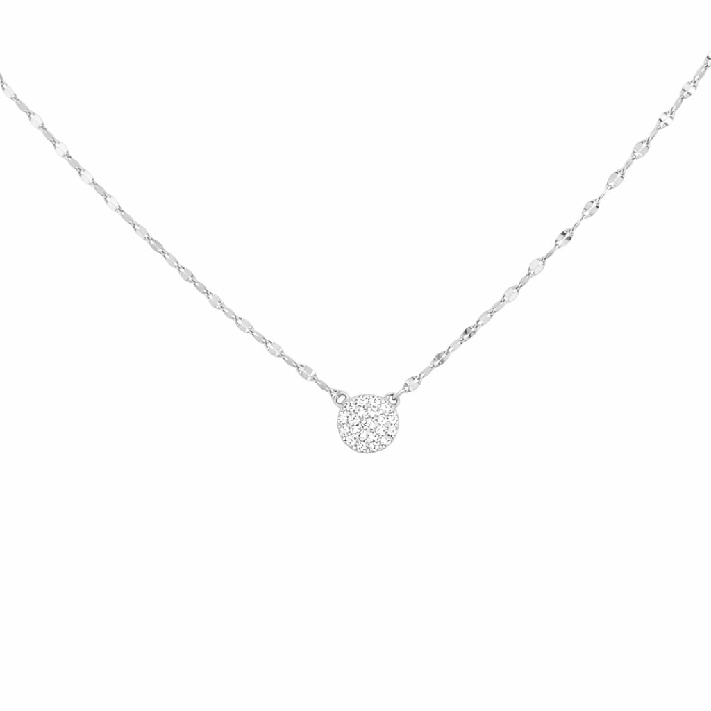 Pave Diamond Disc Necklace