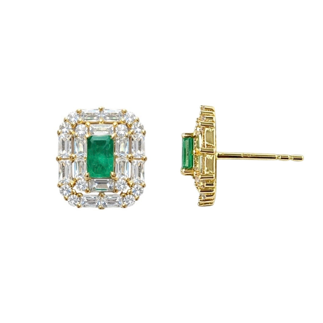 Emerald Cut Stone Studs