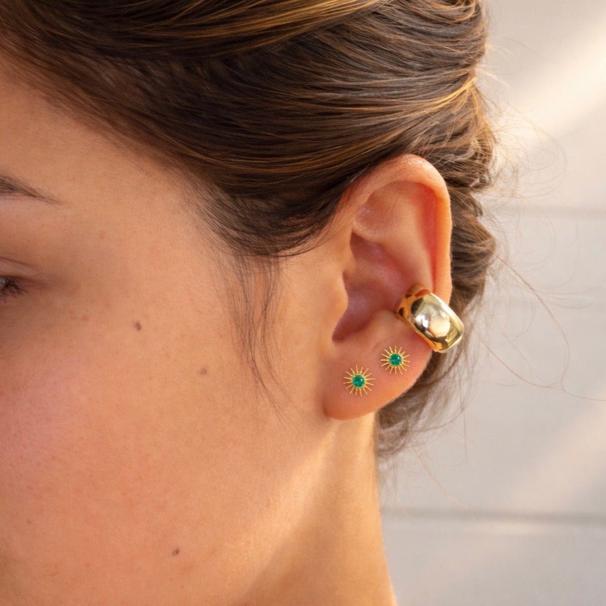 Green Stone Star Studs