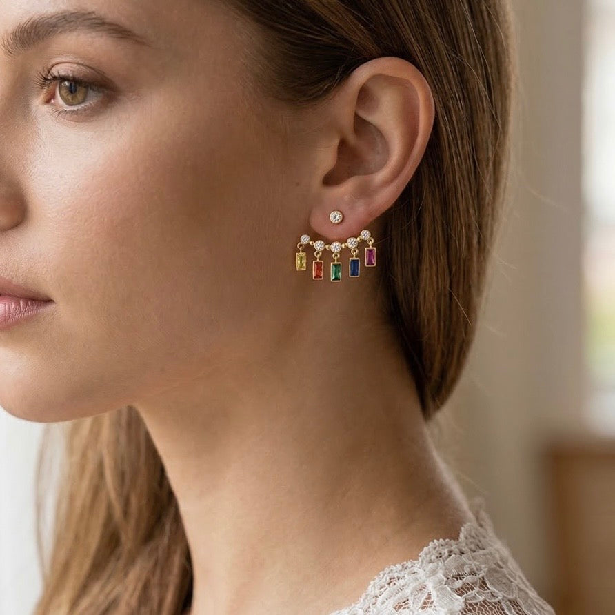 Rainbow Ear Jacket Earrings