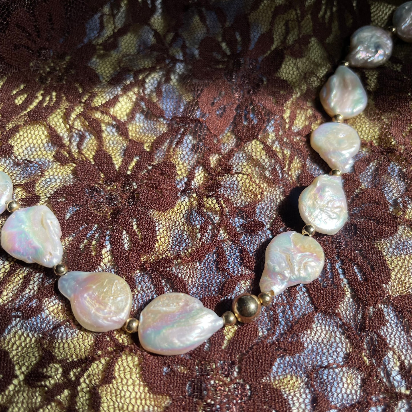 Freshwater Pearl Gold Bead Choker