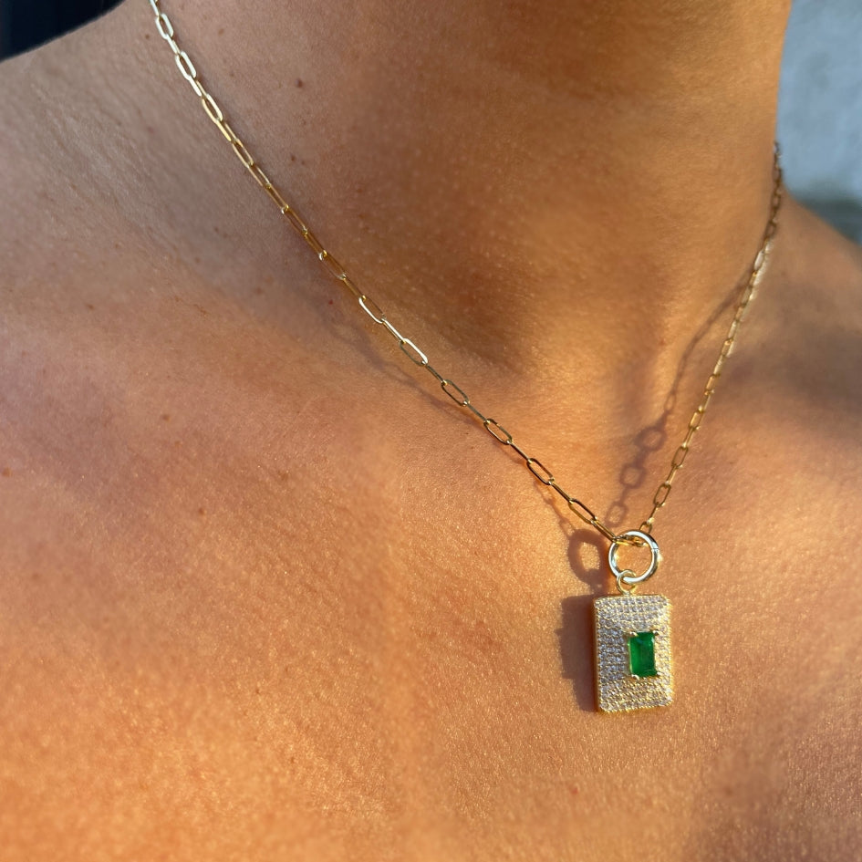 Rectangle Green Medallion Pendant