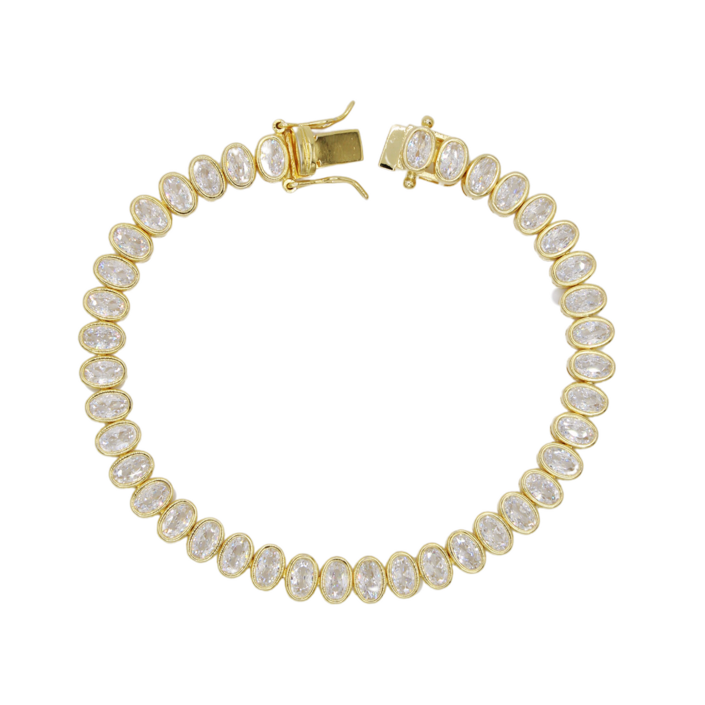 Oval Shaped White Bezel Tennis Bracelet