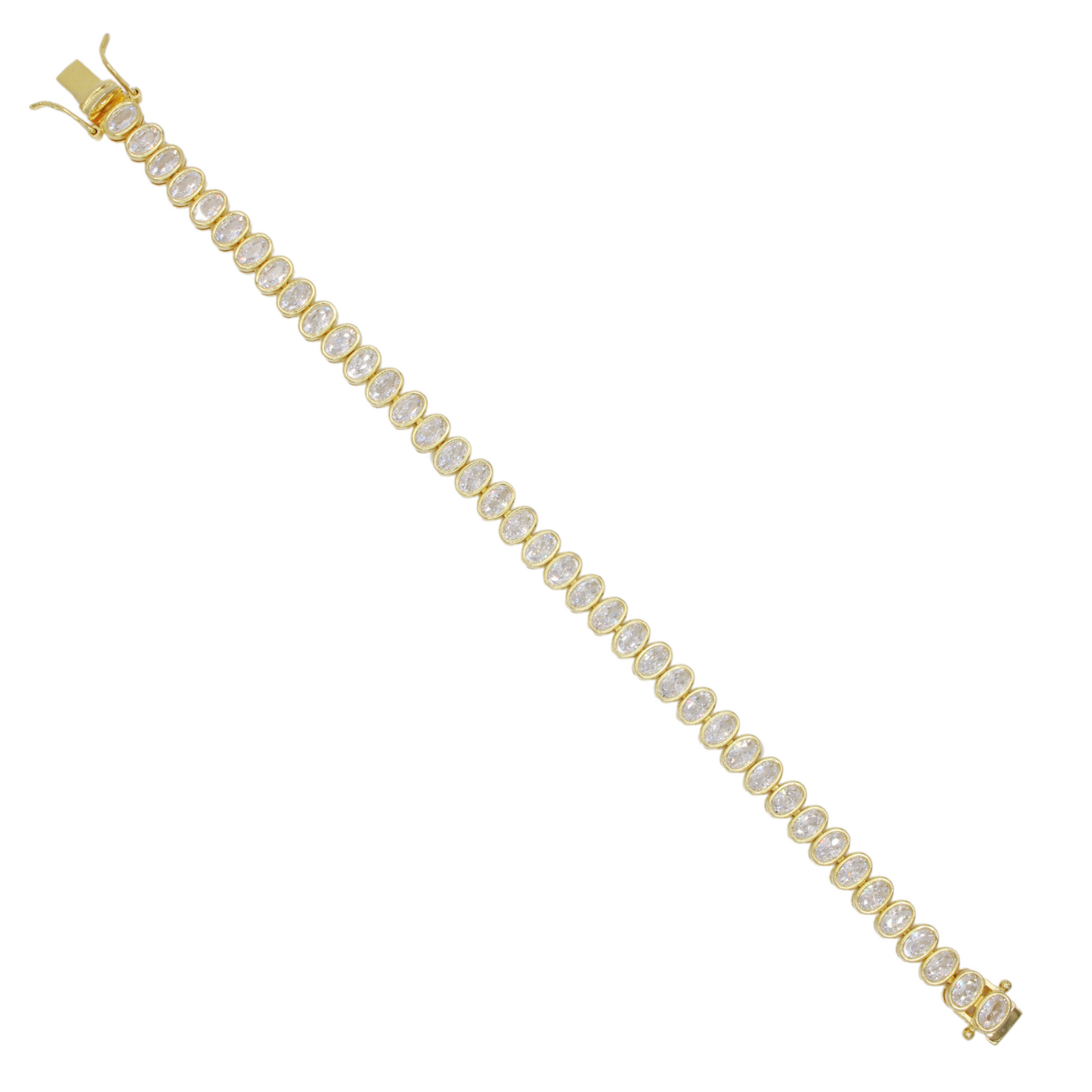 Oval Shaped White Bezel Tennis Bracelet