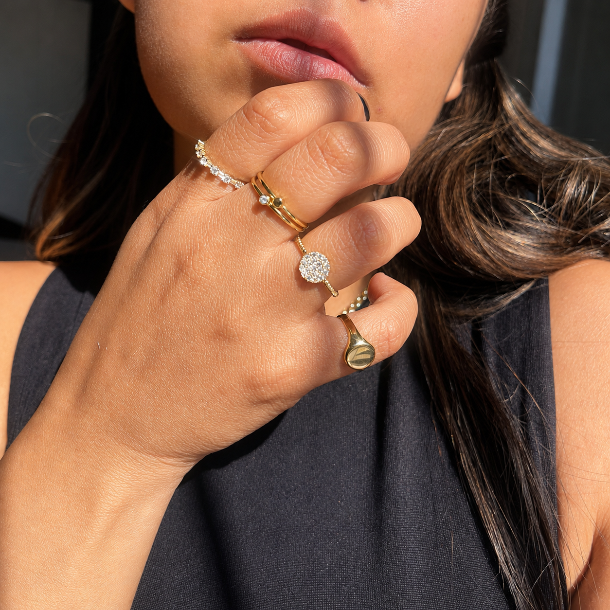 Lab Grown Diamond Cluster Pavé Disc Ring
