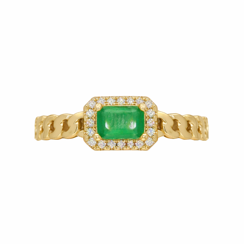 Emerald Cut Cuban Link Ring