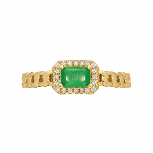 Emerald Cut Cuban Link Ring