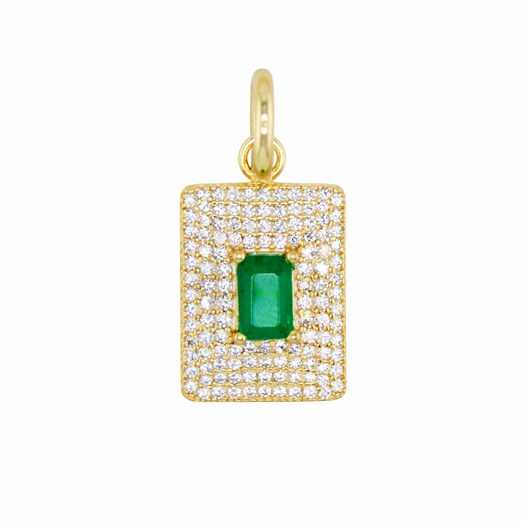 Rectangle Green Medallion Pendant