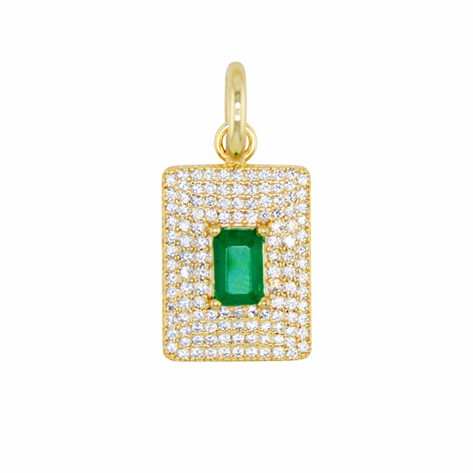 Rectangle Green Medallion Pendant