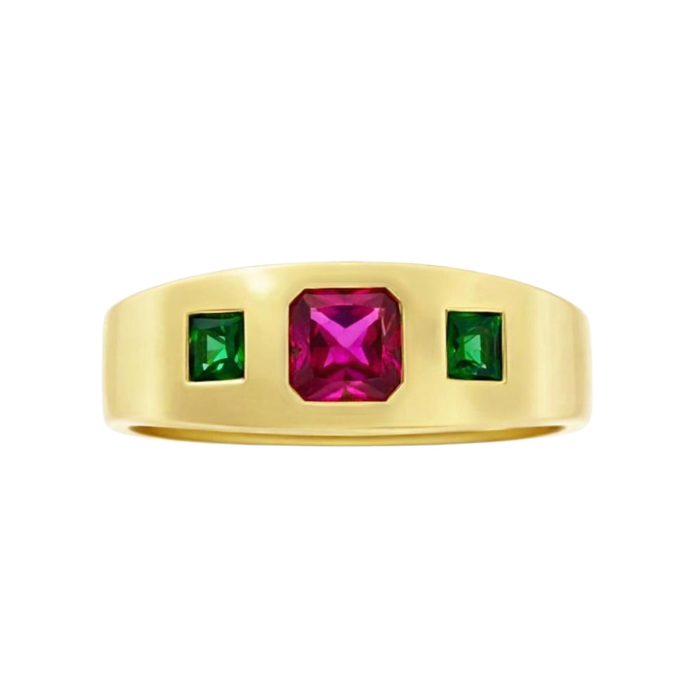 Three stone color Ring