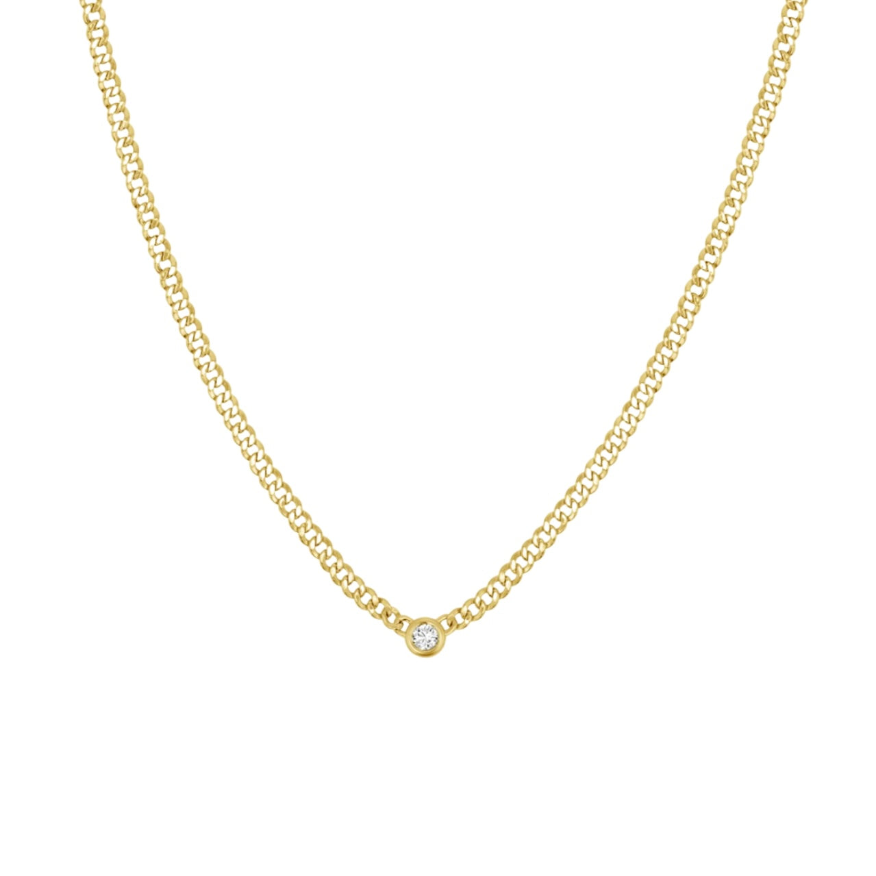 Cuban Link Diamond Solitaire Necklace