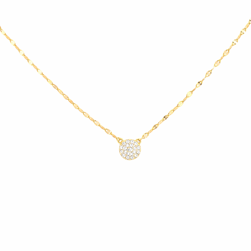Pave Diamond Disc Necklace