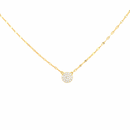 Pave Diamond Disc Necklace
