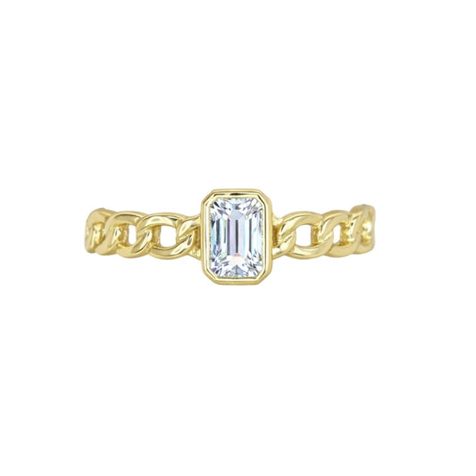 Emerald Cut Miami Cuban Ring