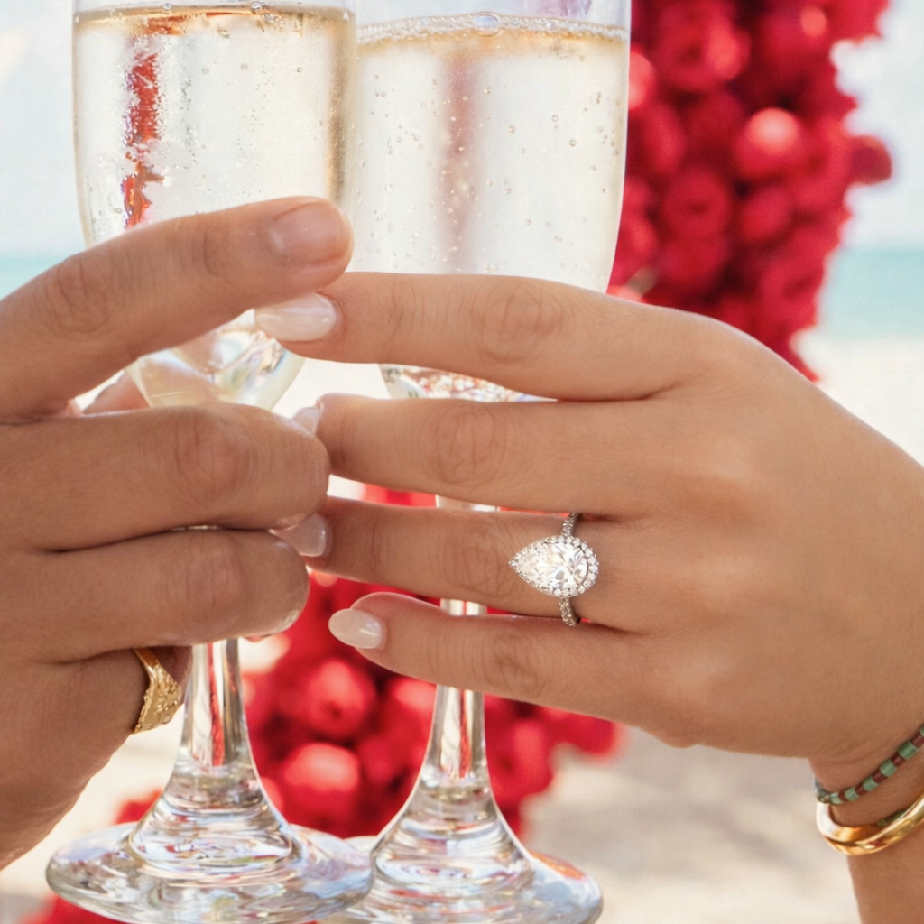 The Halo Pear Lab Grown  Diamond Engagement