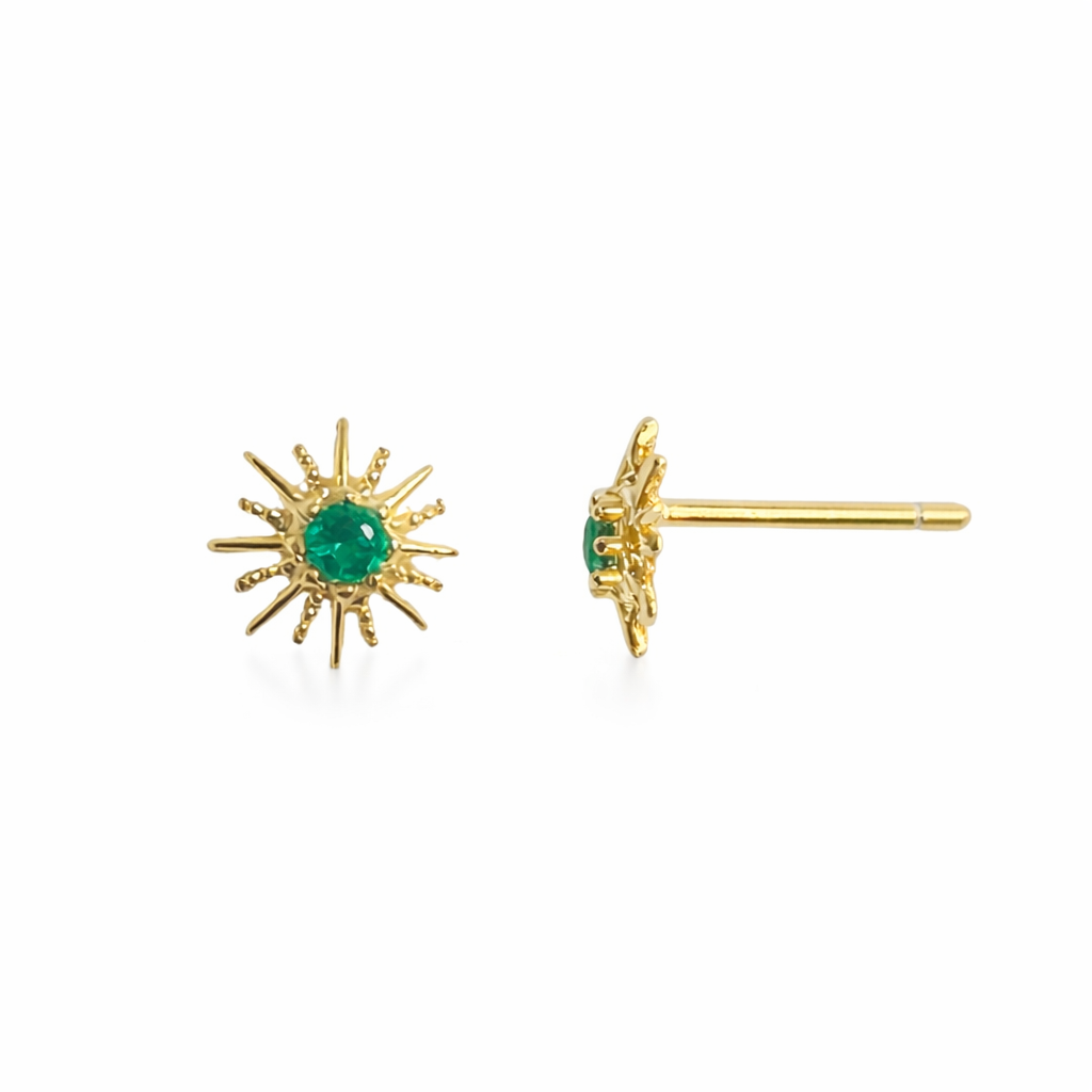 Green Stone Star Studs