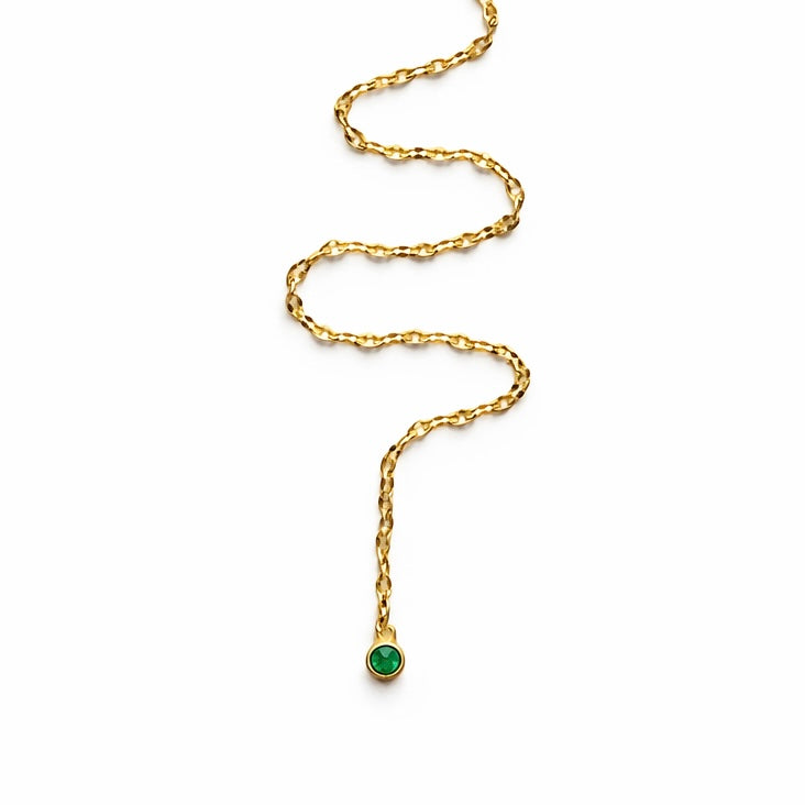 Green Bezel Lariat Necklace