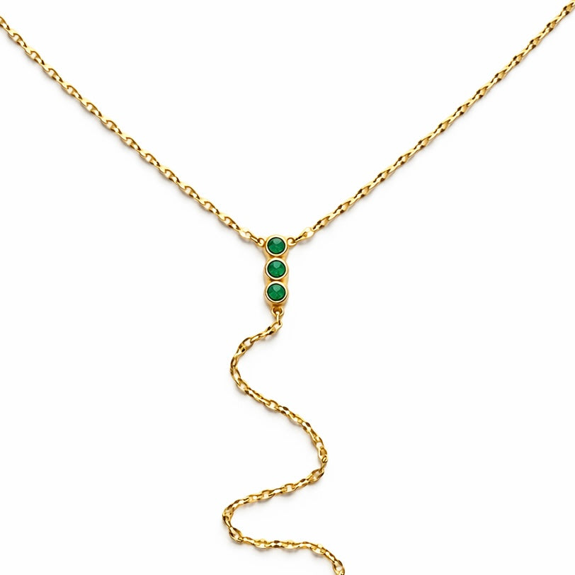 Green Bezel Lariat Necklace