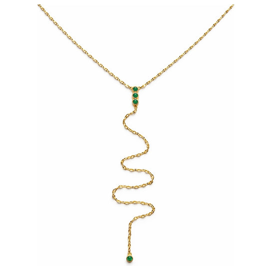Green Bezel Lariat Necklace
