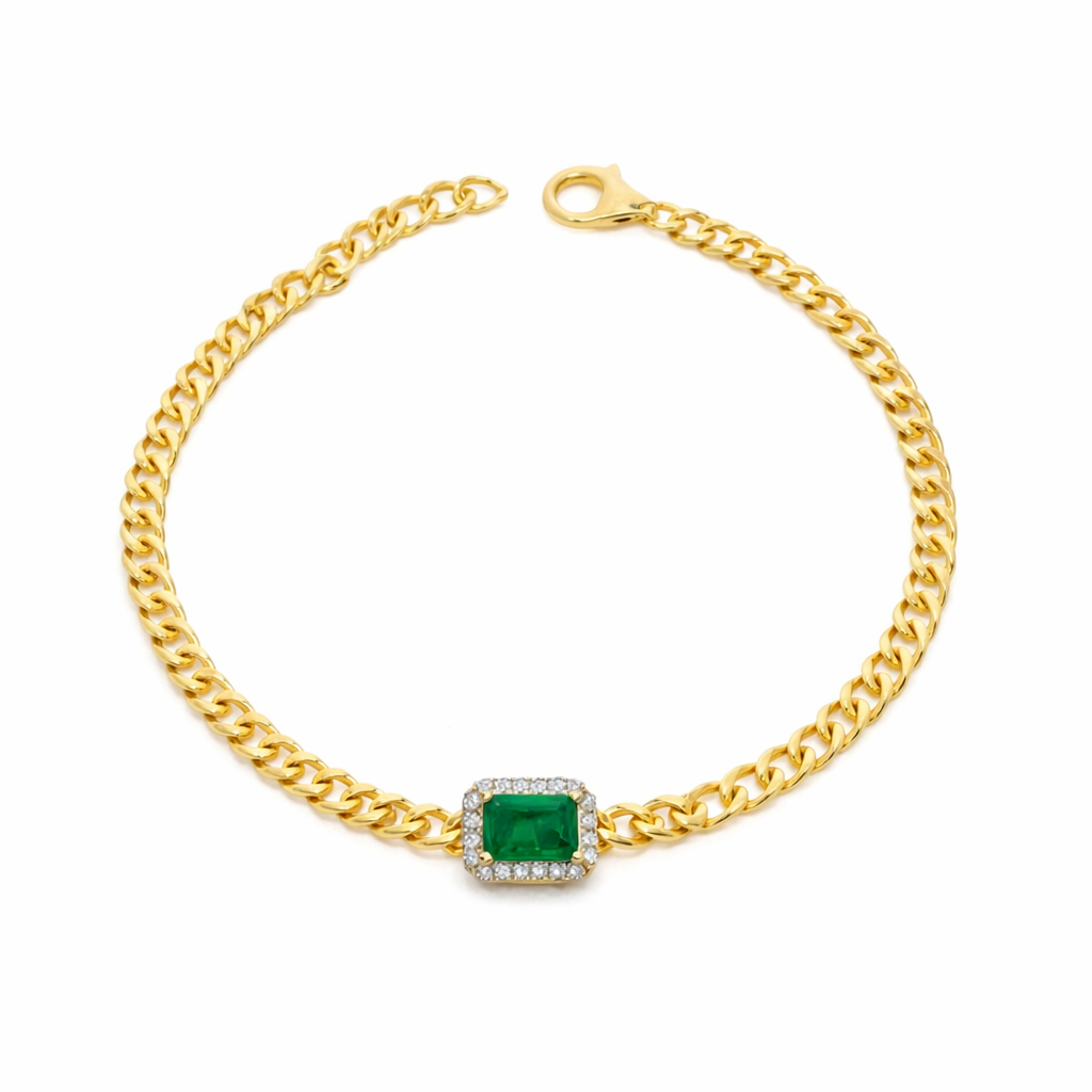 Miami Cuban Bracelet with Center Stone
