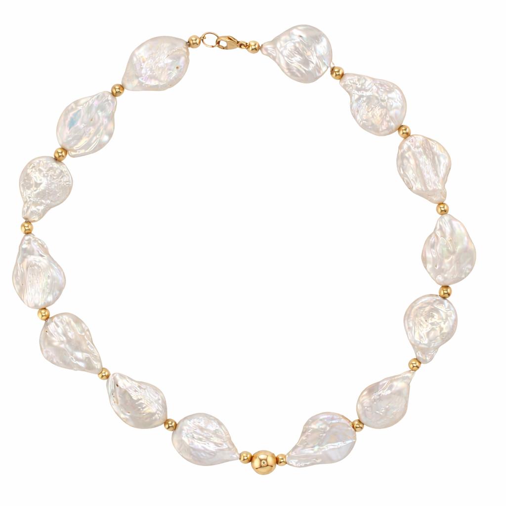 Freshwater Pearl Gold Bead Choker