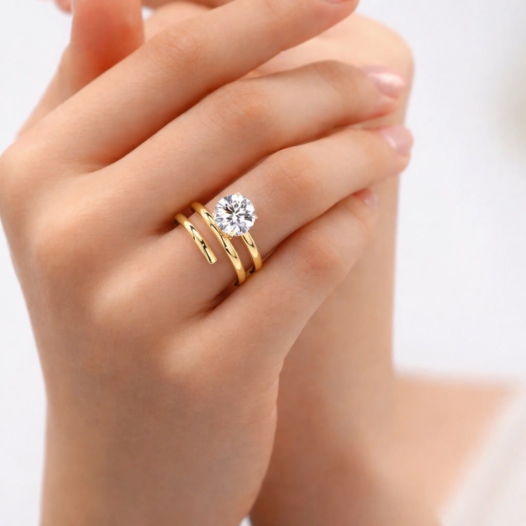Round Lab-Grown Diamond Spiral Ring