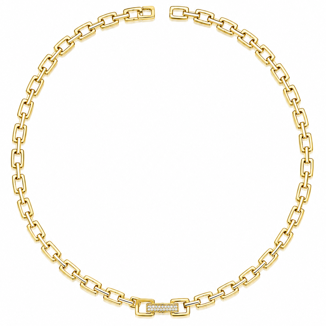 Stone Paperclip Link Necklace