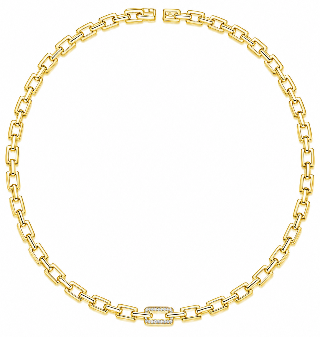Stone Paperclip Link Necklace