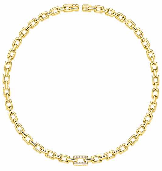 Stone Paperclip Link Necklace