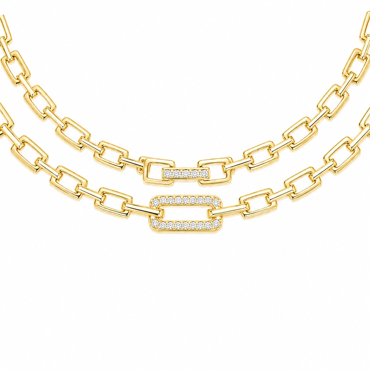 Stone Paperclip Link Necklace